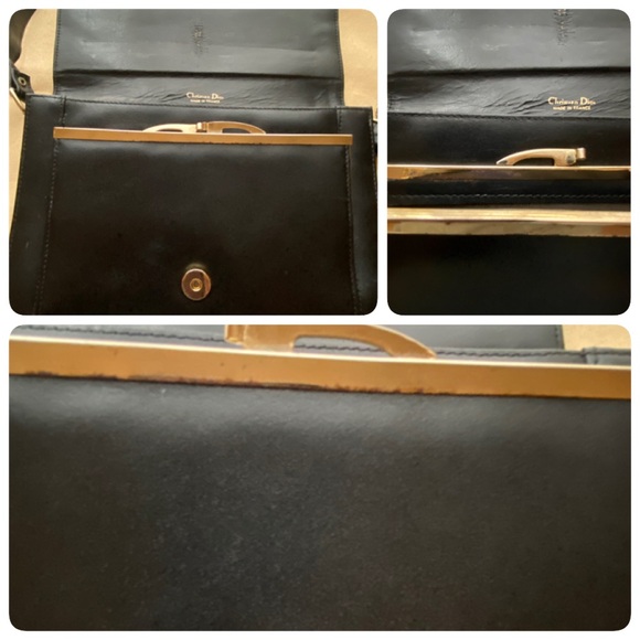 Christian Dior Black Leather Crossbody Bag 
Gold Hardware Clutch /Purse - Picture 15 of 15
